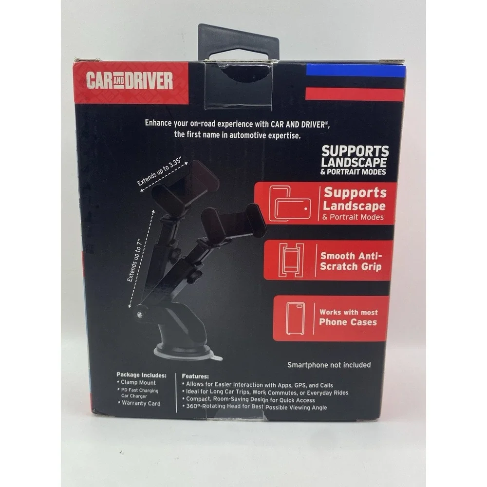 Car and Driver Universal Dash Windshield Mount w 20W PD Charger CAD2302